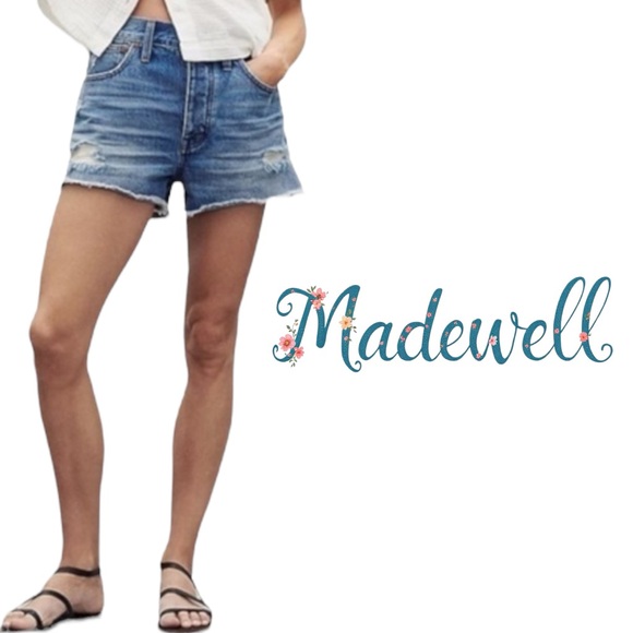 Madewell size 25 Relaxed Denim Shorts vintage distressed ripped Homecrest Wash - Picture 1 of 8